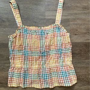 Madewell Colorful Gingham Peplum Tank